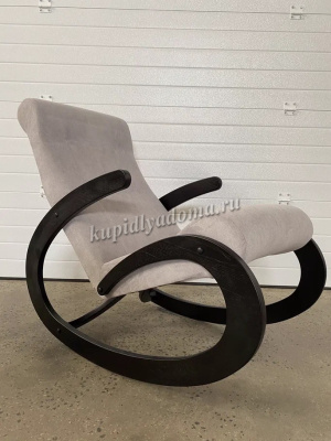 Кресло-качалка Неаполь Модель 1 (Венге-эмаль/Ткань Cветло-серый Verona Light Grey)