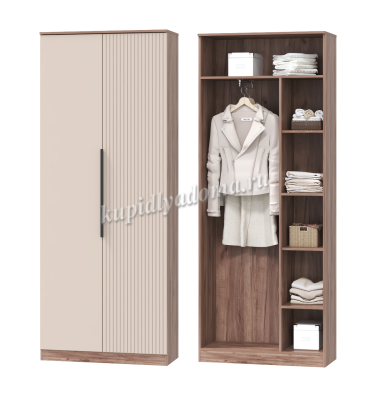 Шкаф для платья и белья Тоскана с выдвижной штангой (Дуб табачный/Бисквит)